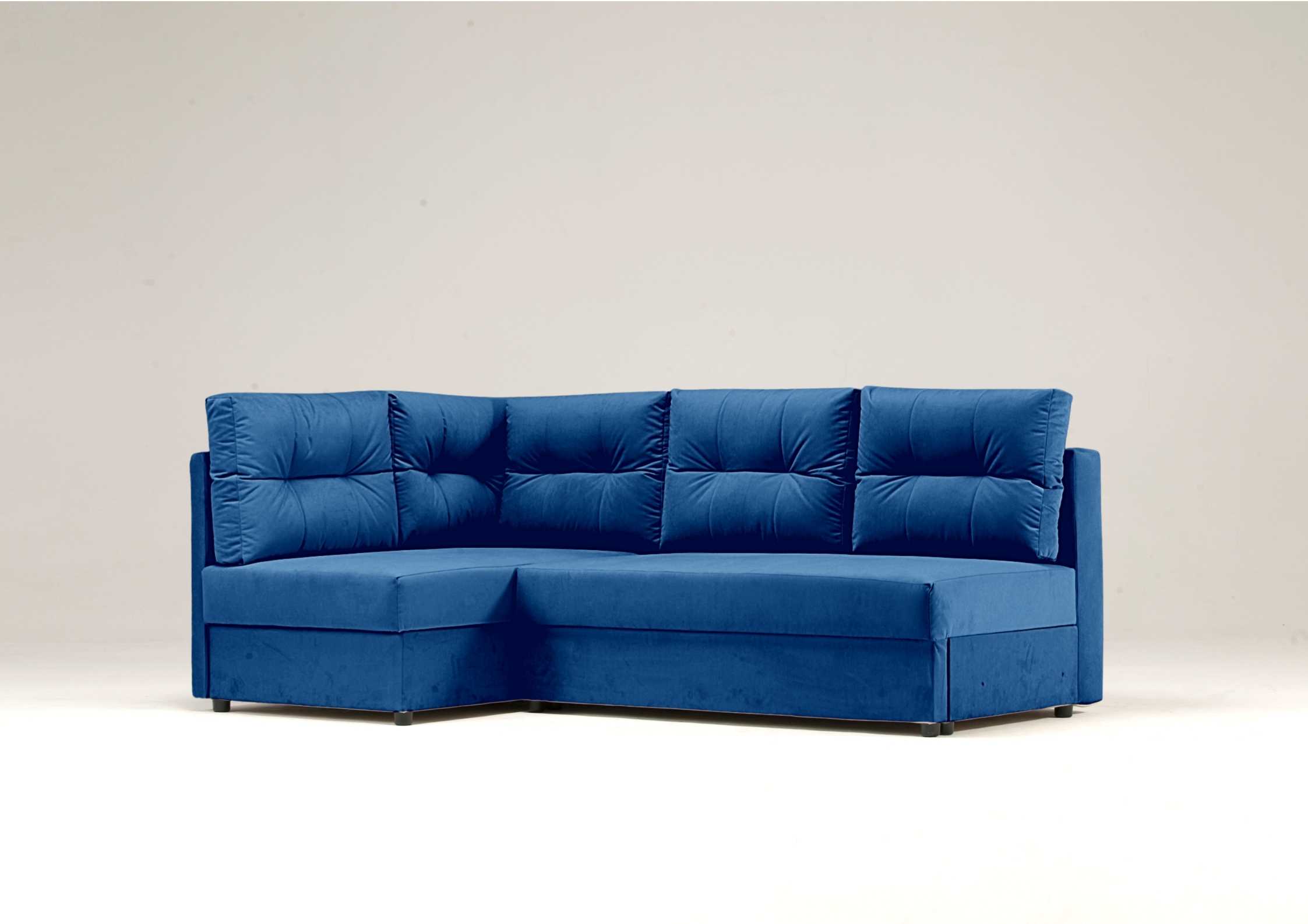 Mały narożnik z pikowanymi poduszkami granatowy